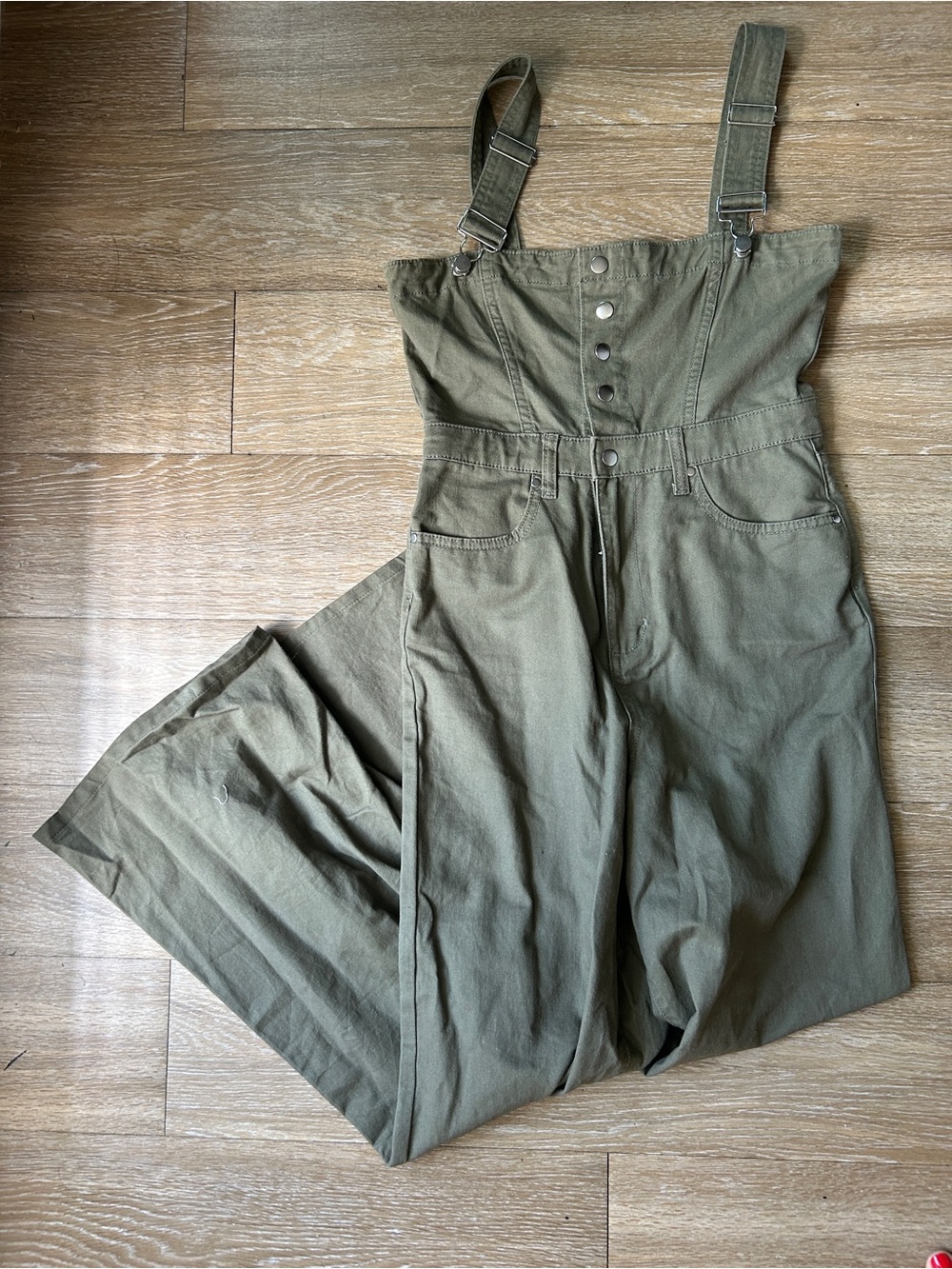 WeWoreWhat Olive Green Utility Jumpsuit with Adjustable Straps